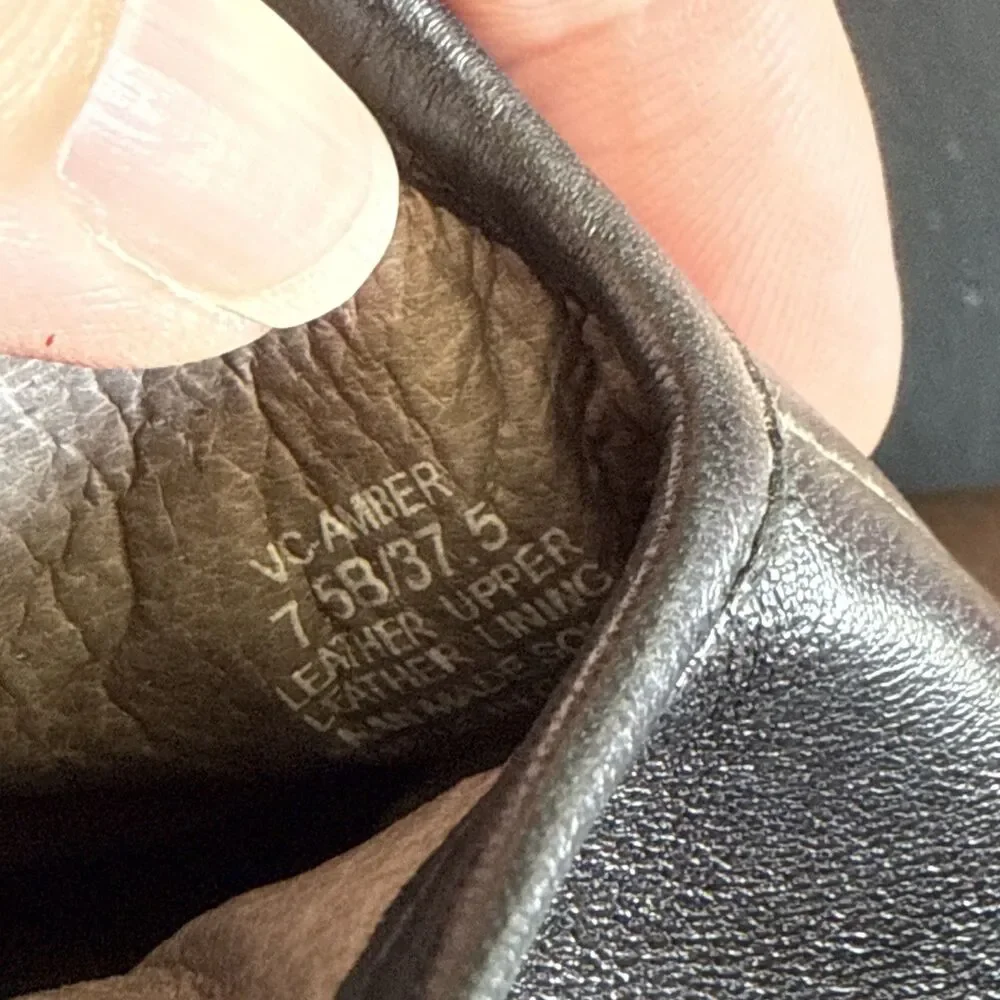 Vince Camuto Peep Toe Leather Shooties VC AMBER Booties Size 7.5 B Black Silver